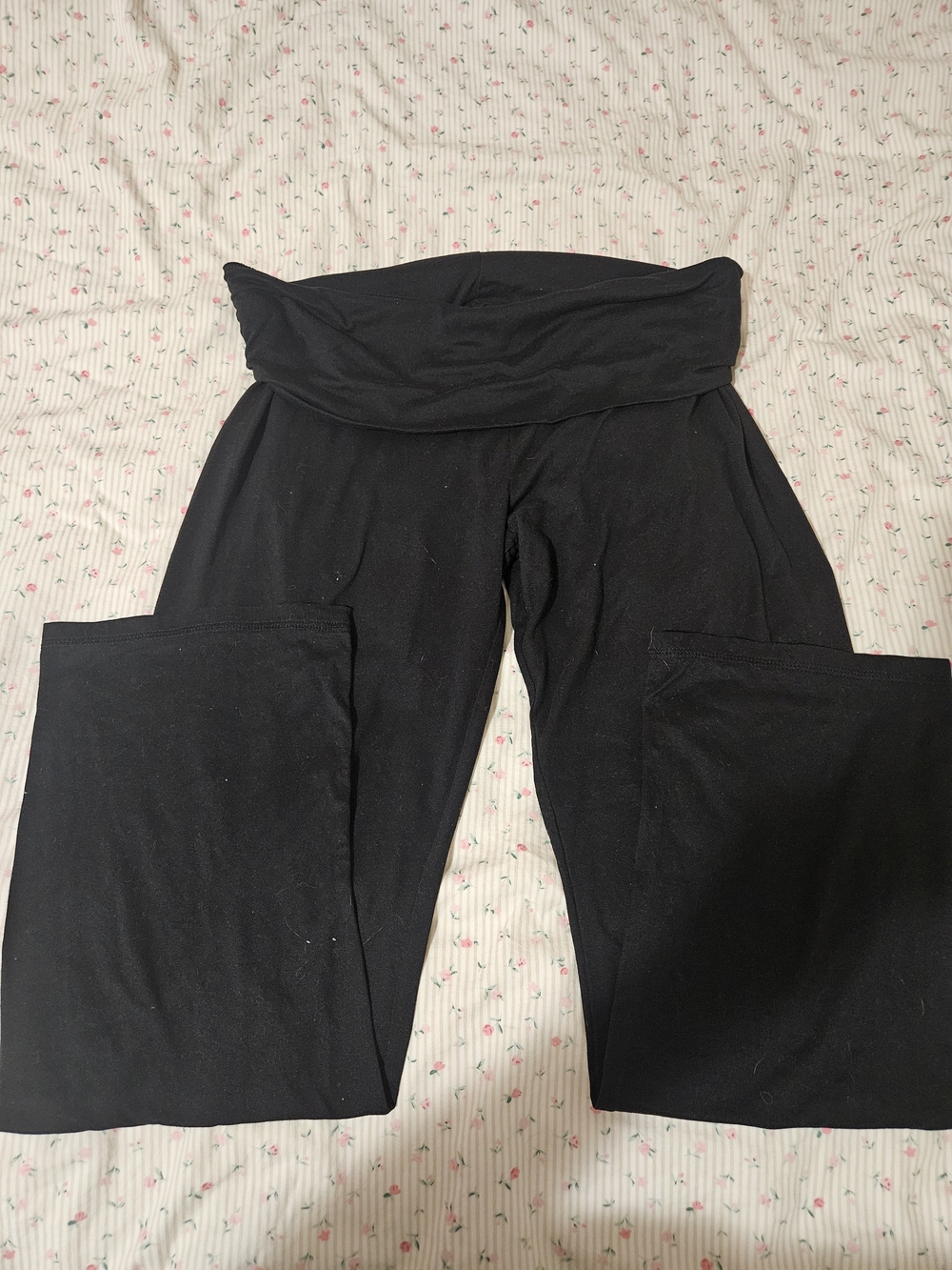 Bobbie Brooks Black Wide-Leg Fold-Over Waist Pants